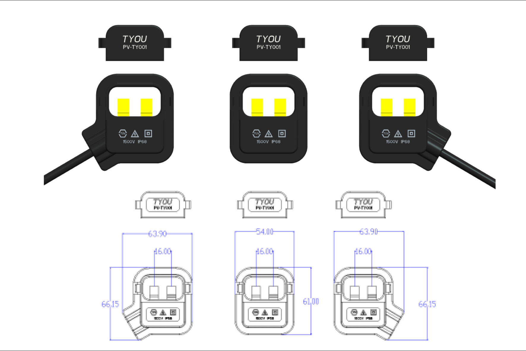 Internal diode layout structure diagram for 3-split type pre-potted solar module junction box